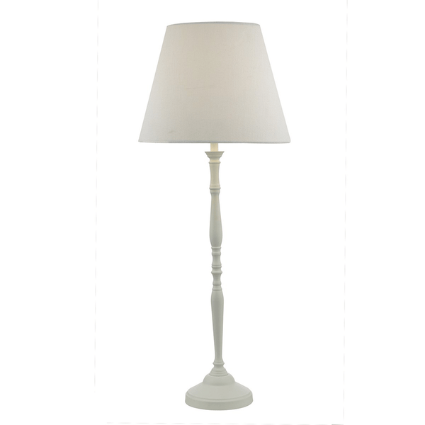 Joanna Soft White Table Lamp with White Linen Shade