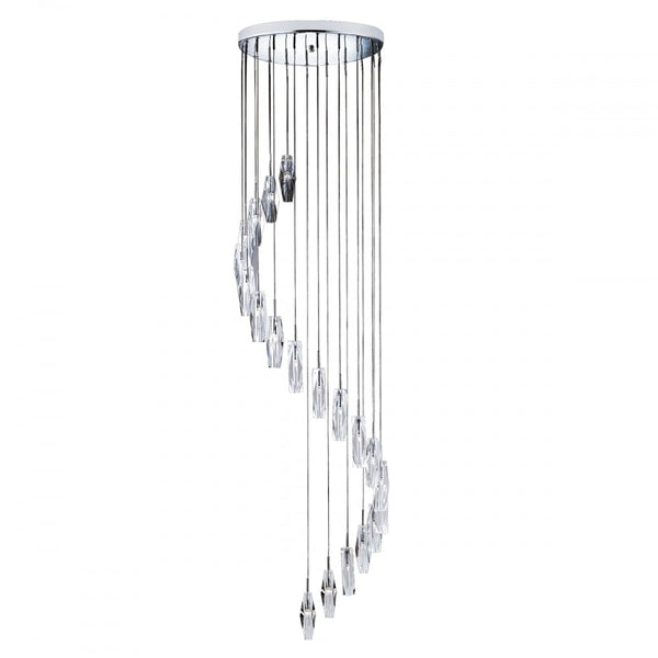 Sculptured Ice 20 Light Chrome and Crystal Glass Dangle Pendant