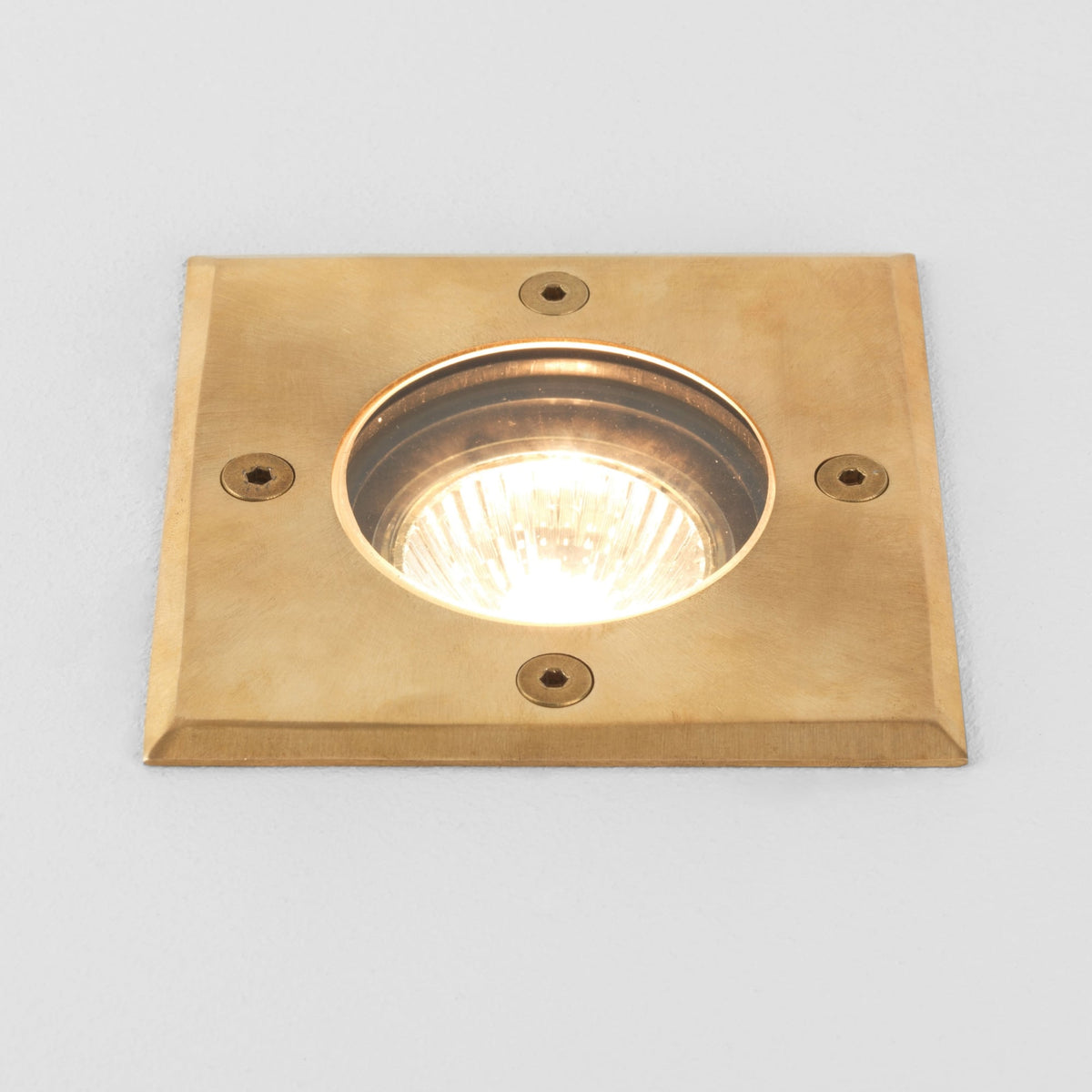 Gramos Square Exterior Ground Light in Solid Brass