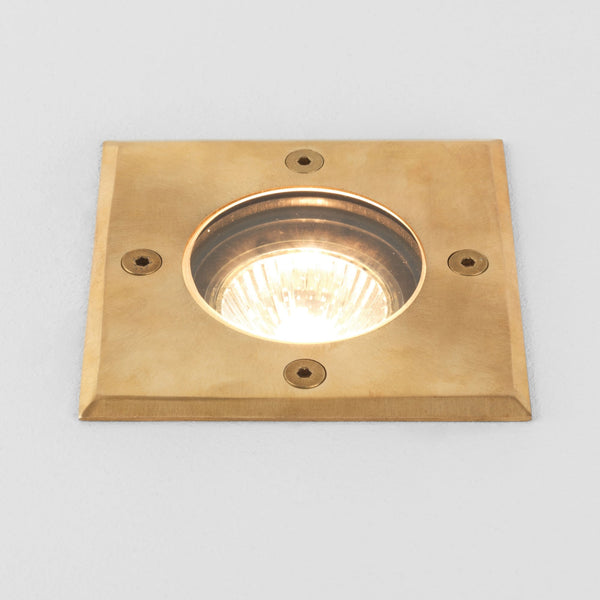 Gramos Square Exterior Ground Light in Solid Brass