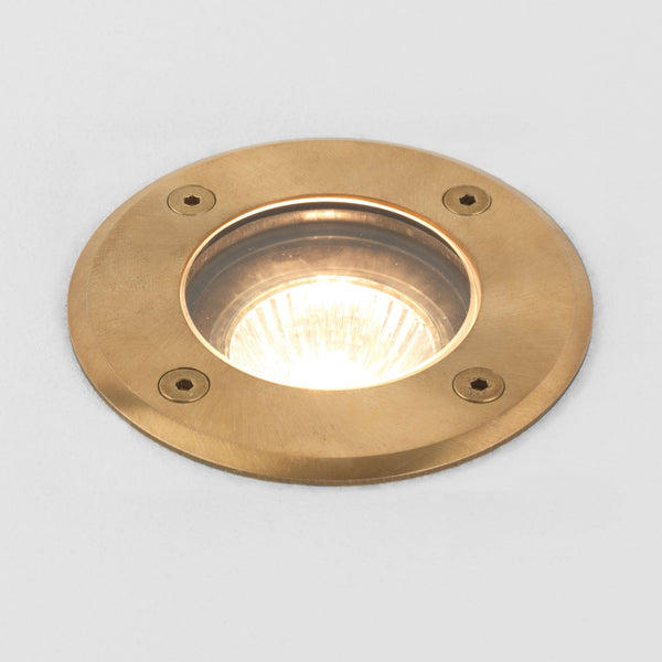 Gramos Round Exterior Ground Light in Solid Brass