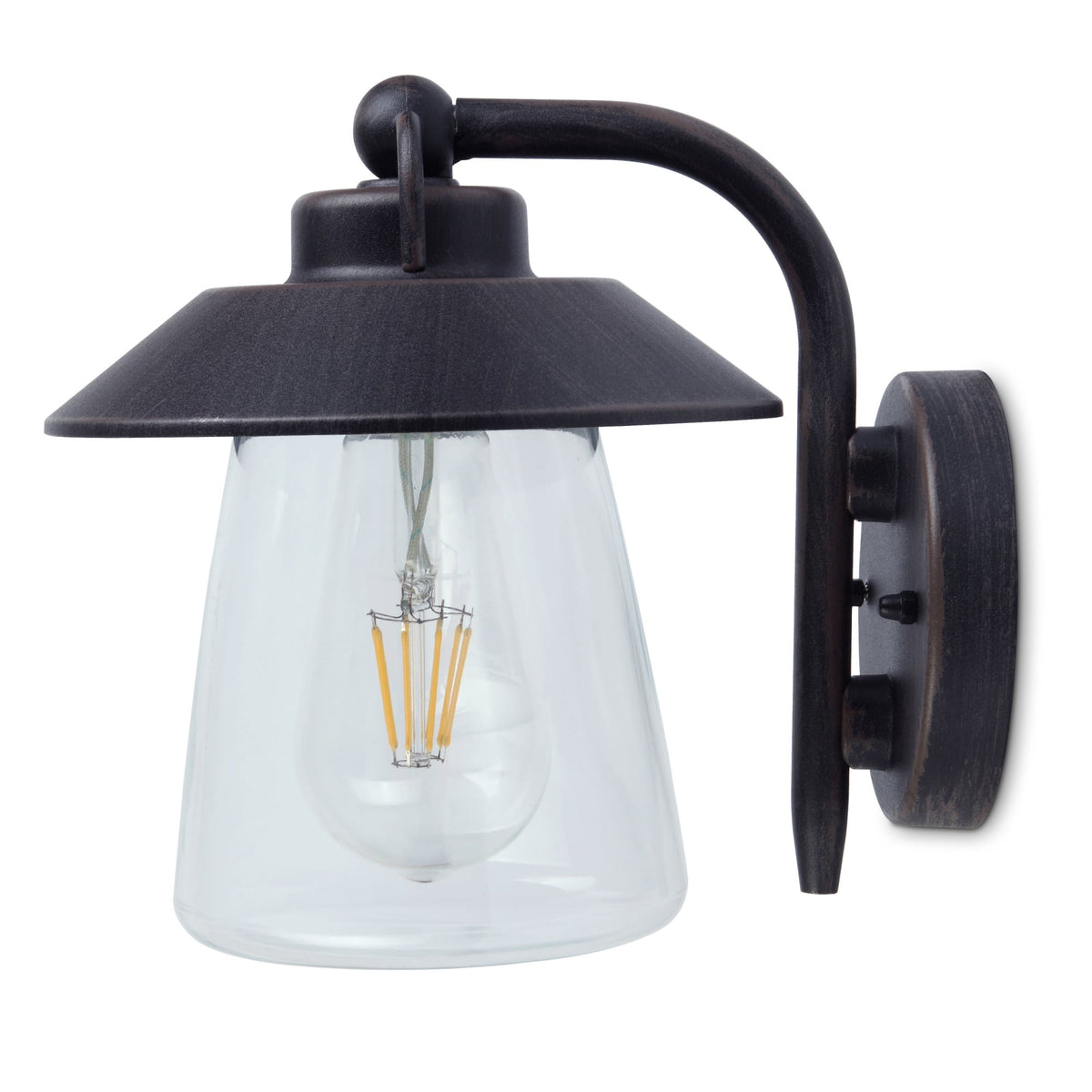 Cate Exterior Wall Lantern in Brown & Black