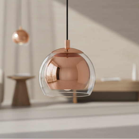 Rocamar Copper and Glass Single Pendant