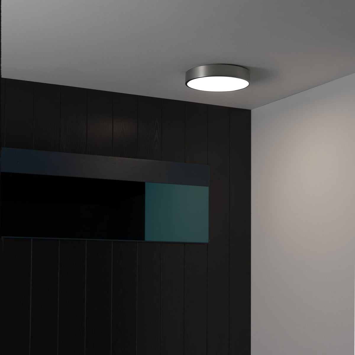 Mallon LED Bathroom IP44 Ceiling Light in Matt Nickel