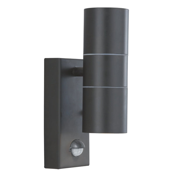 Exterior Porch Black Wall Light with Integrated PIR Motion Sensor