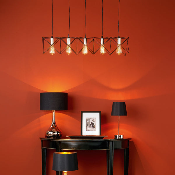 Midi Triple Light Bar Pendant in Matt Black and Copper