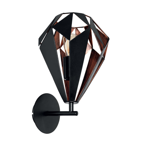 Carlton 1 Black and Copper Cage Wall Light