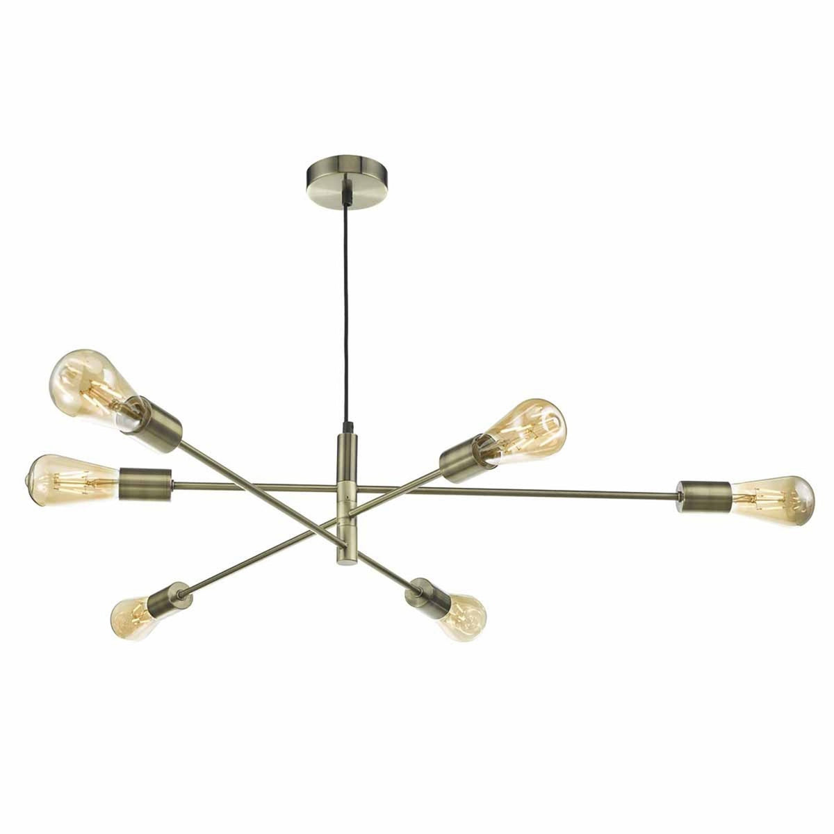 Alana Six Light Pendant in Antique Brass