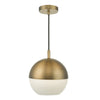 Andre Single Pendant In Aged Brass With Opal Glass