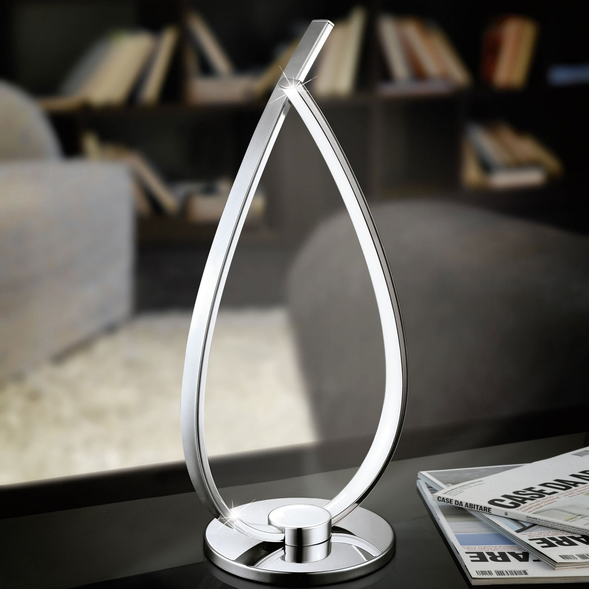 Roncade Two Arm Curve LED Table Lamp in Chrome