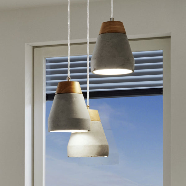 Tarega Concrete and Wood Triple Pendant Light