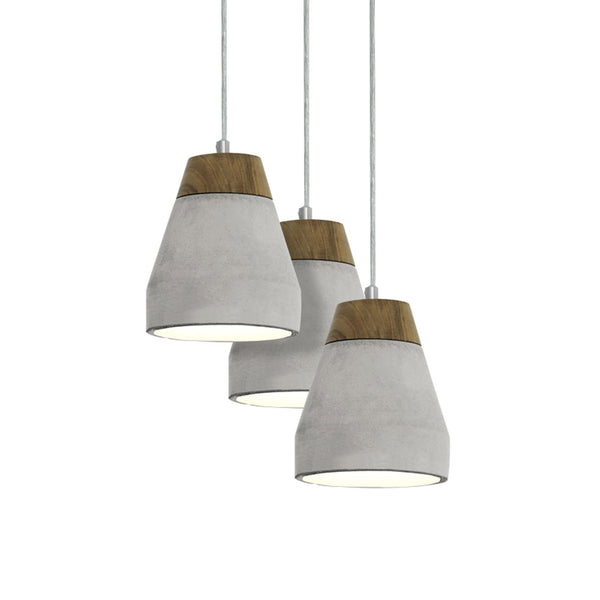 Tarega Concrete and Wood Triple Pendant Light