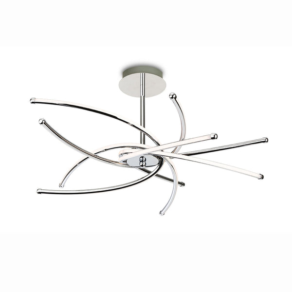 Caprice Curve Chrome LED Semi Flush Ceiling Multi Arm LED Light