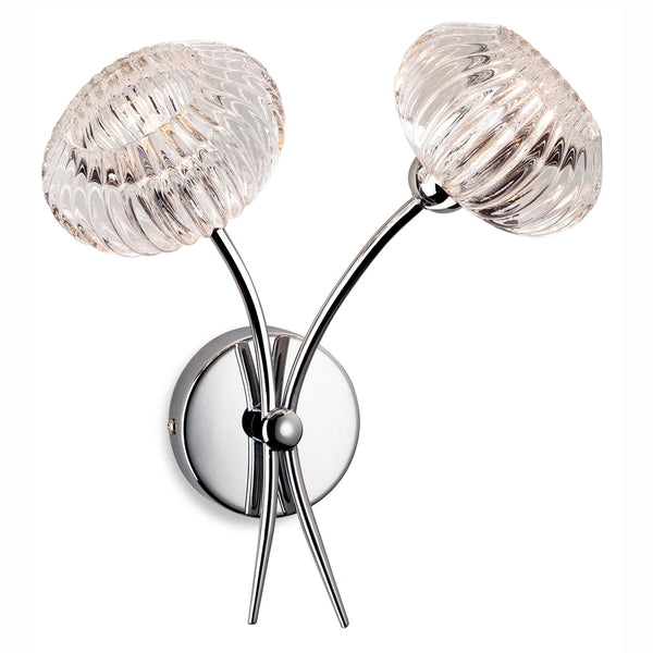 Lisbon Two Arm Chrome and Glass Wall Light