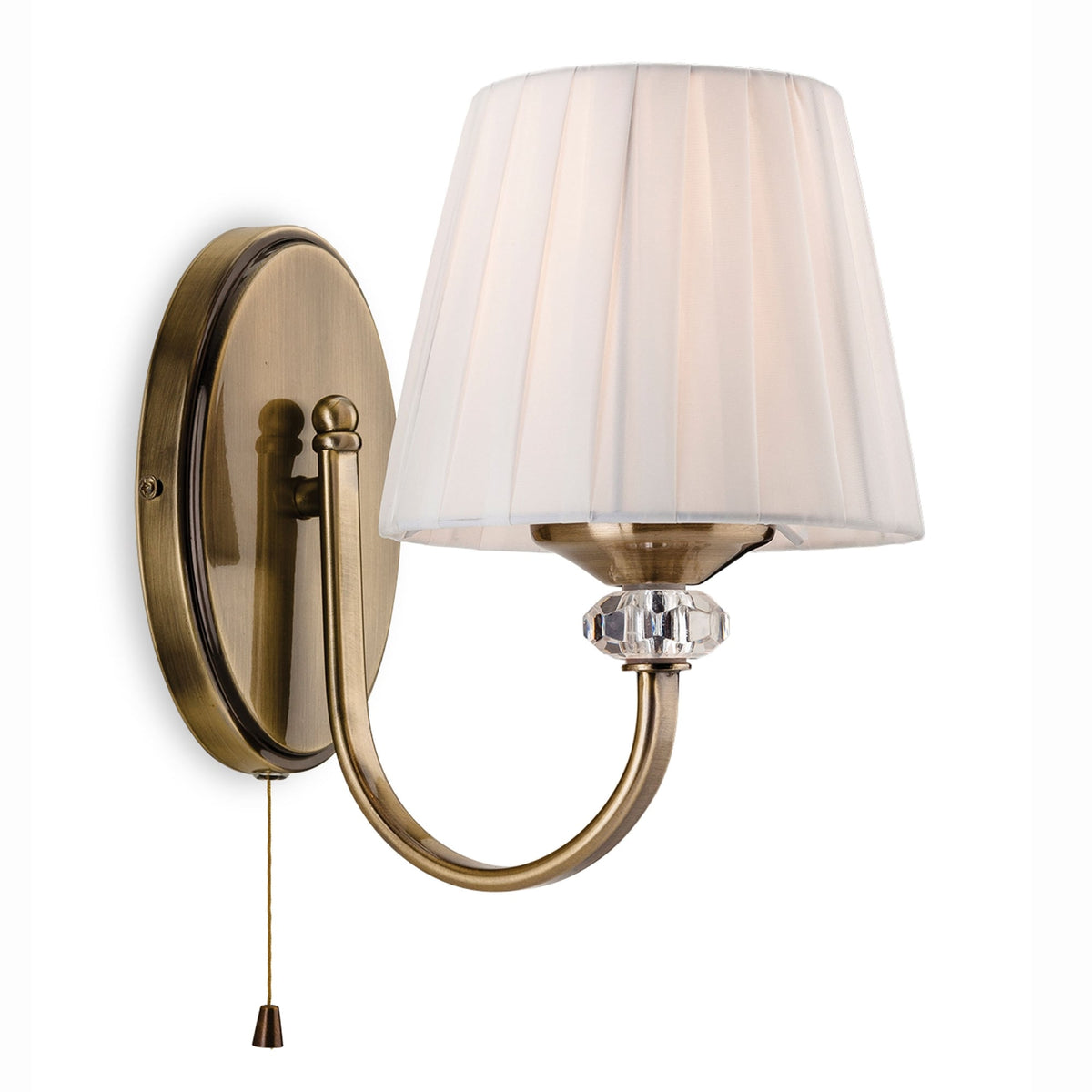 Langham Single Switched Wall Light in Antique Brass
