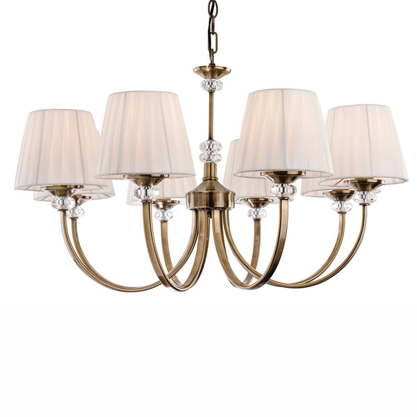 Langham Eight Arm Pendant Light in Antique Brass