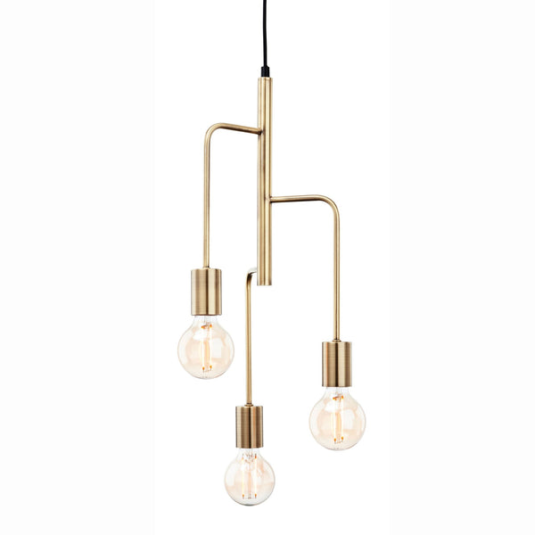 Roxy Modern Designer Three Arm Pendant Light in Antique Brass