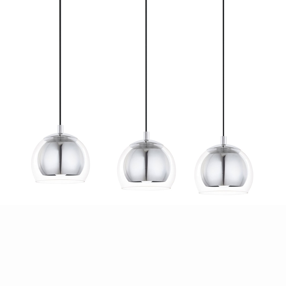 Rocamar Triple Bar Chrome and Glass Pendant