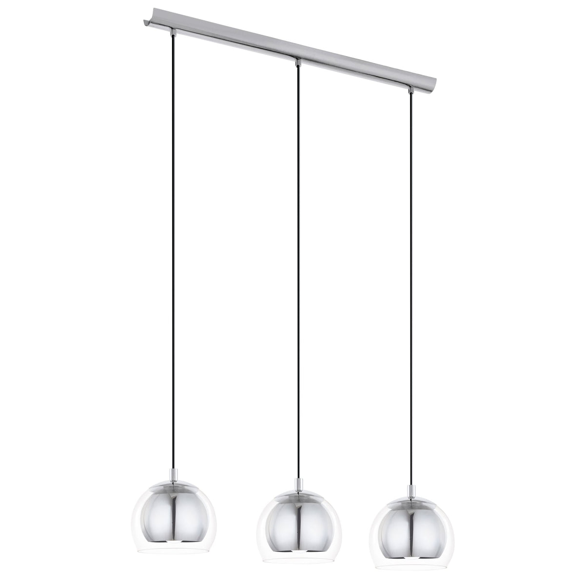 Rocamar Triple Bar Chrome and Glass Pendant