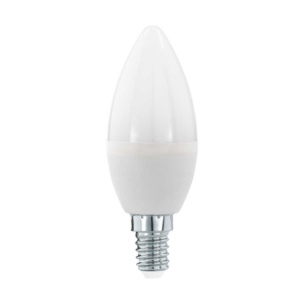 A single white candle-shaped LED light bulb with an E14 screw fitting.
