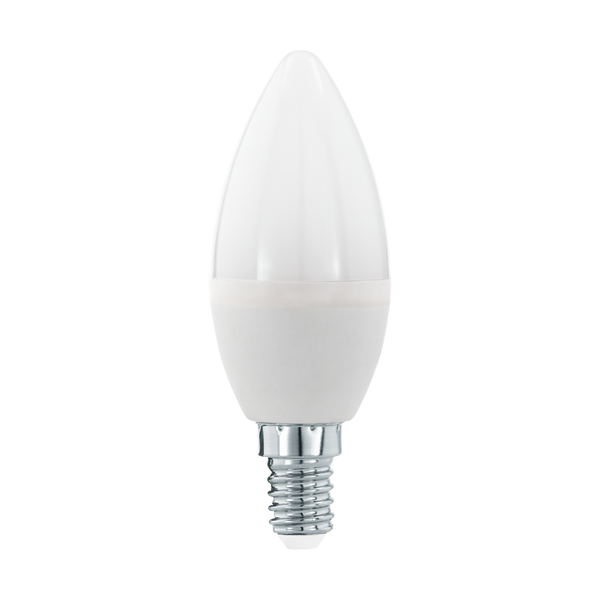 A single white candle-shaped LED light bulb with an E14 screw fitting.