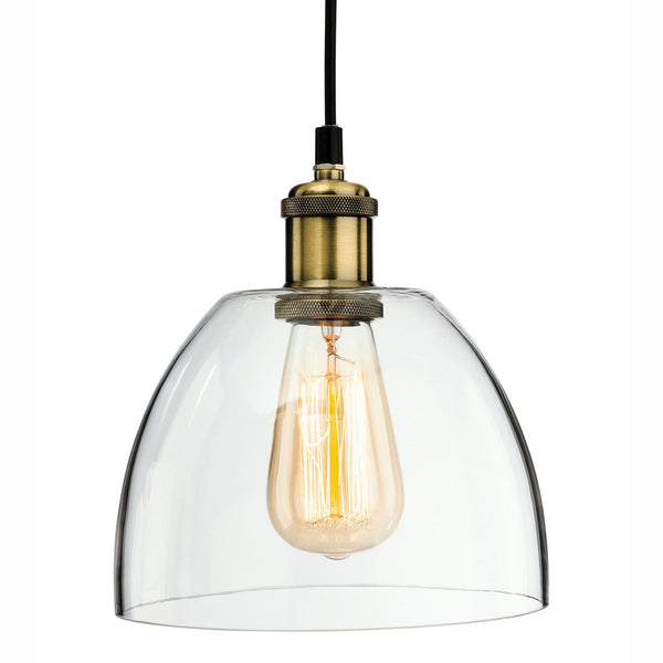 Empire 1 Retro Pendant in Antique Brass and Clear Glass