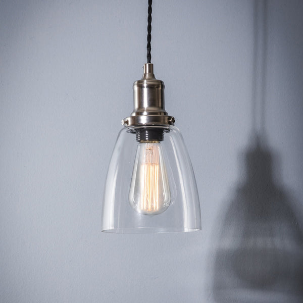 Hoxton Domed Glass & Satin Nickel Pendant Light