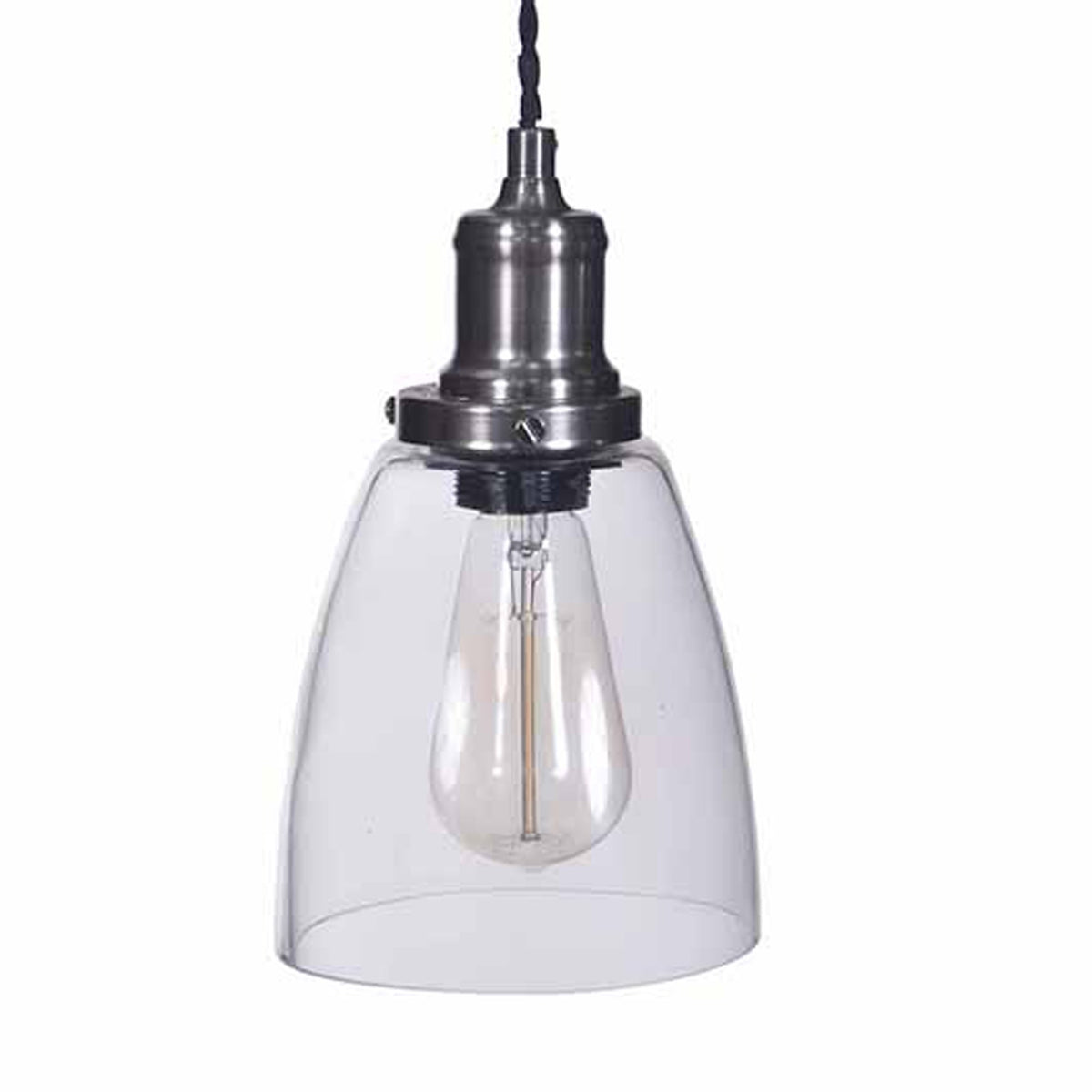 Hoxton Domed Glass & Satin Nickel Pendant Light