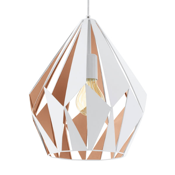 Carlton 1 White and Rose Gold Open Cage Pendant Light