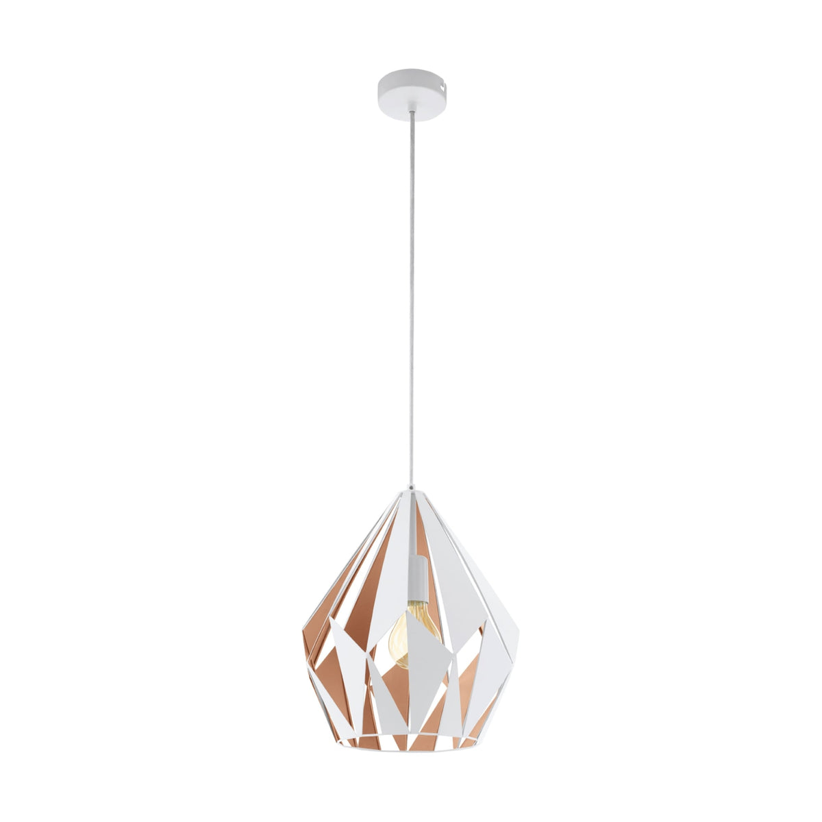 Carlton 1 White and Rose Gold Open Cage Pendant Light
