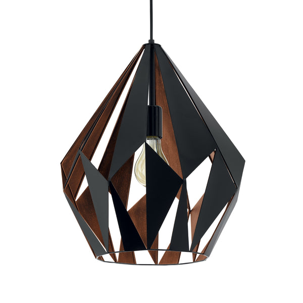 Carlton 1 385mm Black and Copper Large Open Cage Pendant