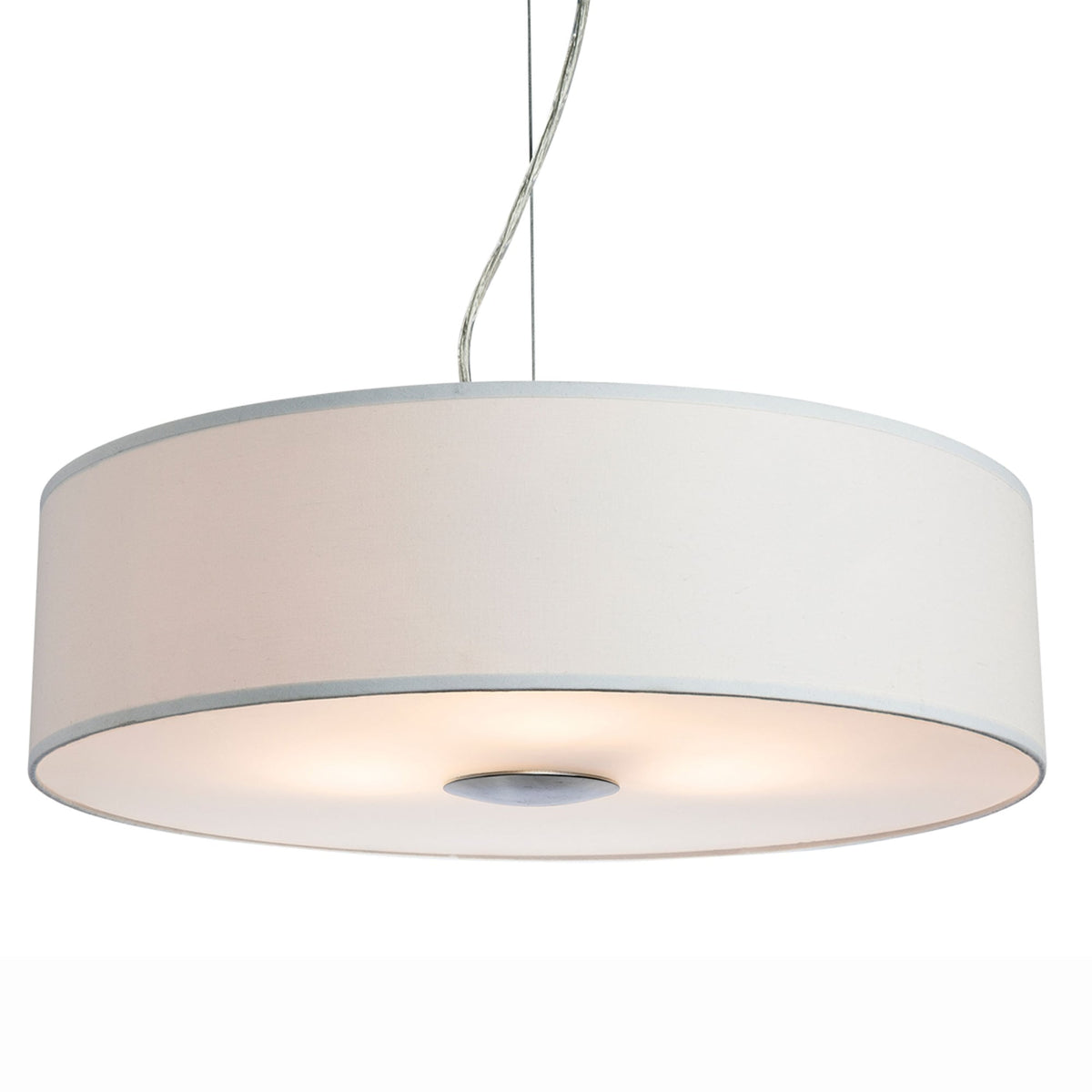 Madison Pendant Light in Cream Fabric with Diffuser