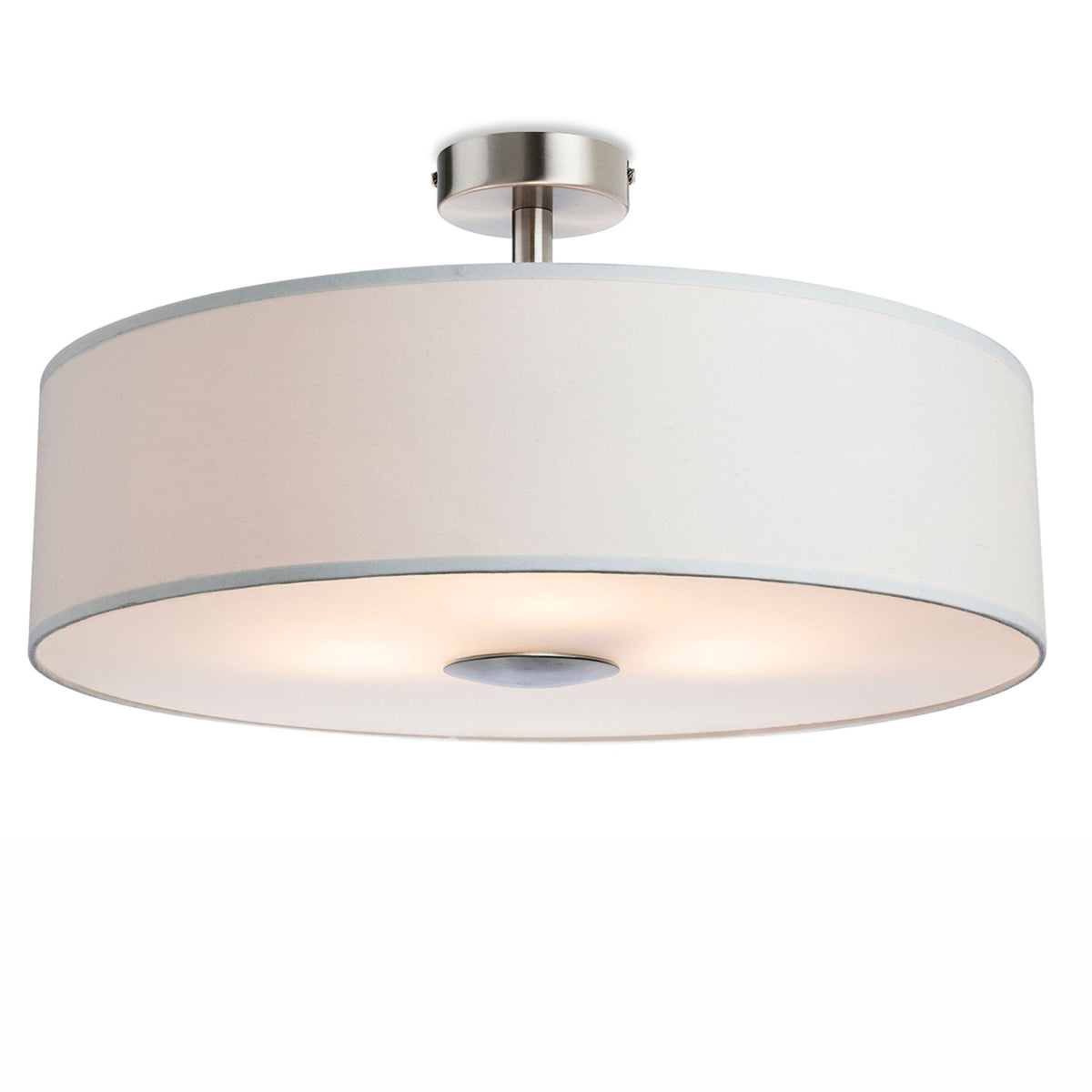 Madison Semi Flush Light in Cream Fabric with Diffuser