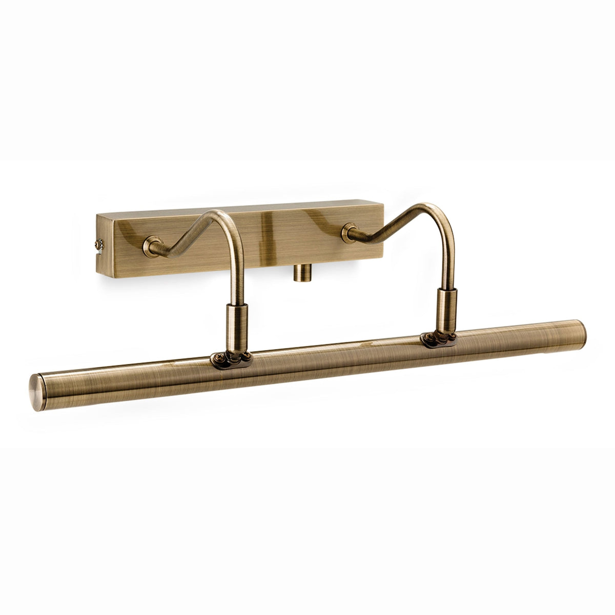 Dimmable Twin Arm LED Picture Light in Antique Brass
