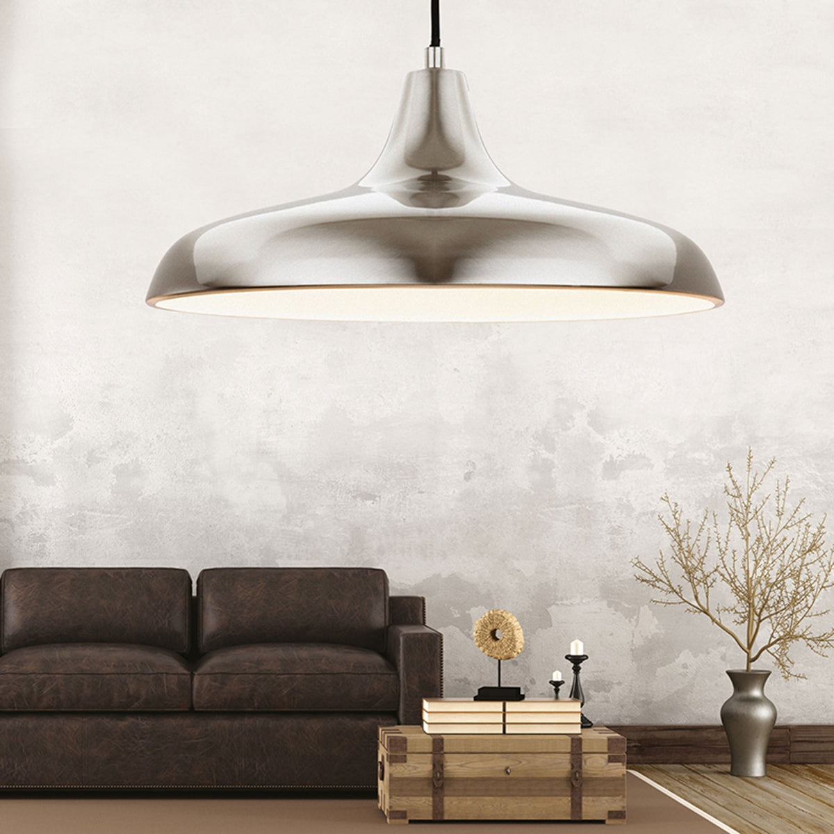 Curtis Slimline Pendant in a Brushed Steel Finish