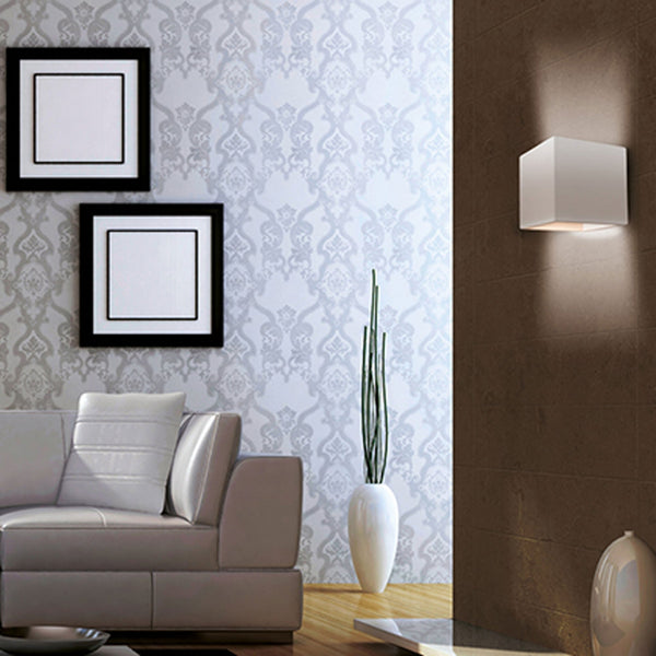 Troy Square Double Plaster Up and Down Wall Light in White