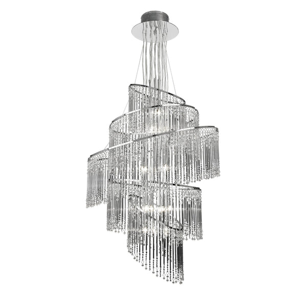 Camille 24 Light Clear Glass Rod Chandelier Pendant