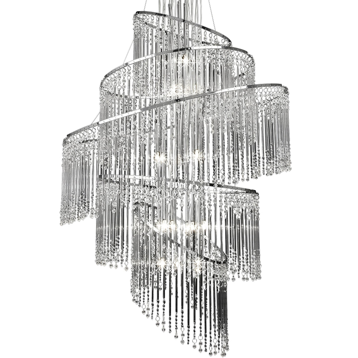 Camille 24 Light Clear Glass Rod Chandelier Pendant