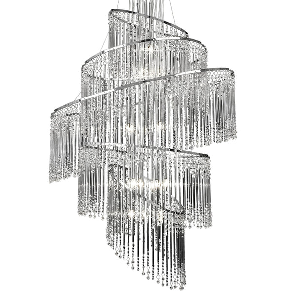 Camille 24 Light Clear Glass Rod Chandelier Pendant
