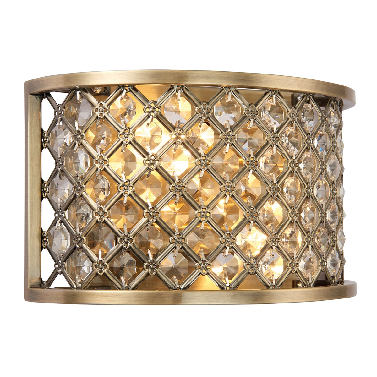 Hudson Antique Brass and Crystal Glass Bead Wall Light
