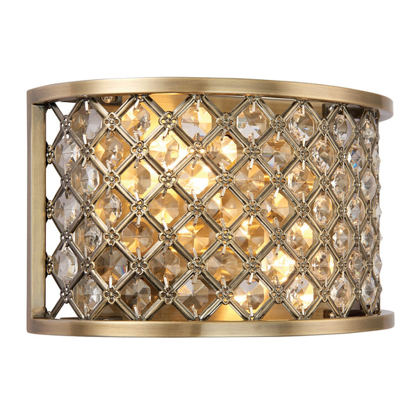 Hudson Antique Brass and Crystal Glass Bead Wall Light