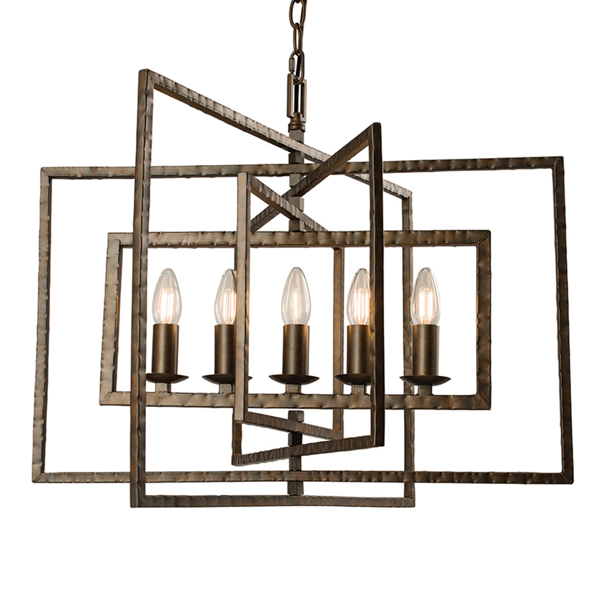Tibbet 5 Light Hammered Bronze Effect Steel Pendant Light
