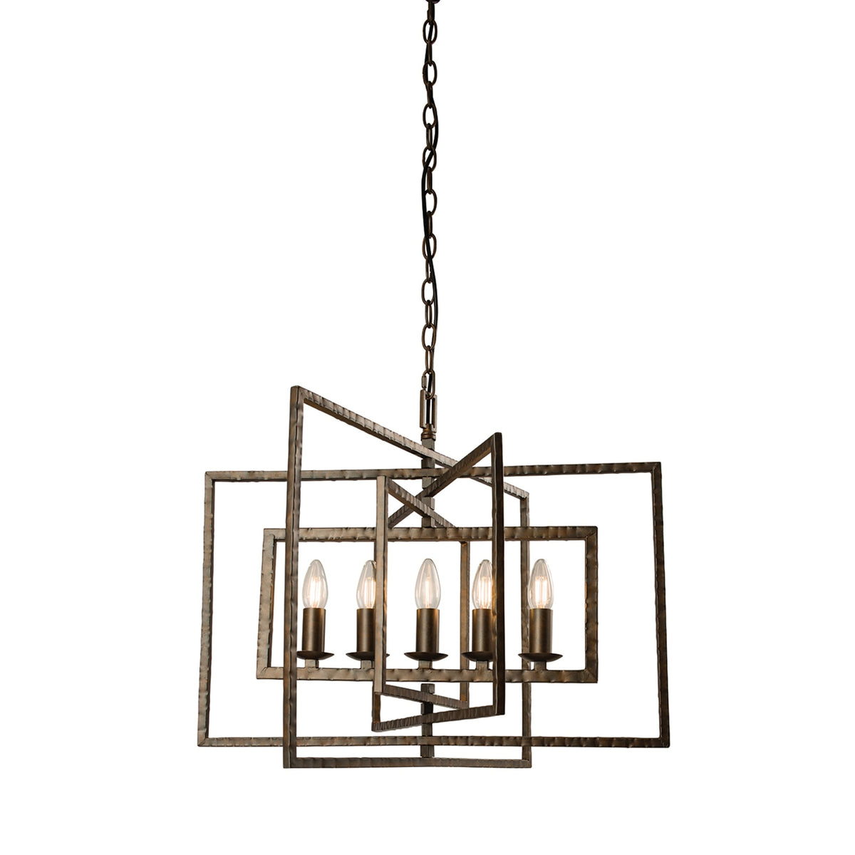 Tibbet 5 Light Hammered Bronze Effect Steel Pendant Light
