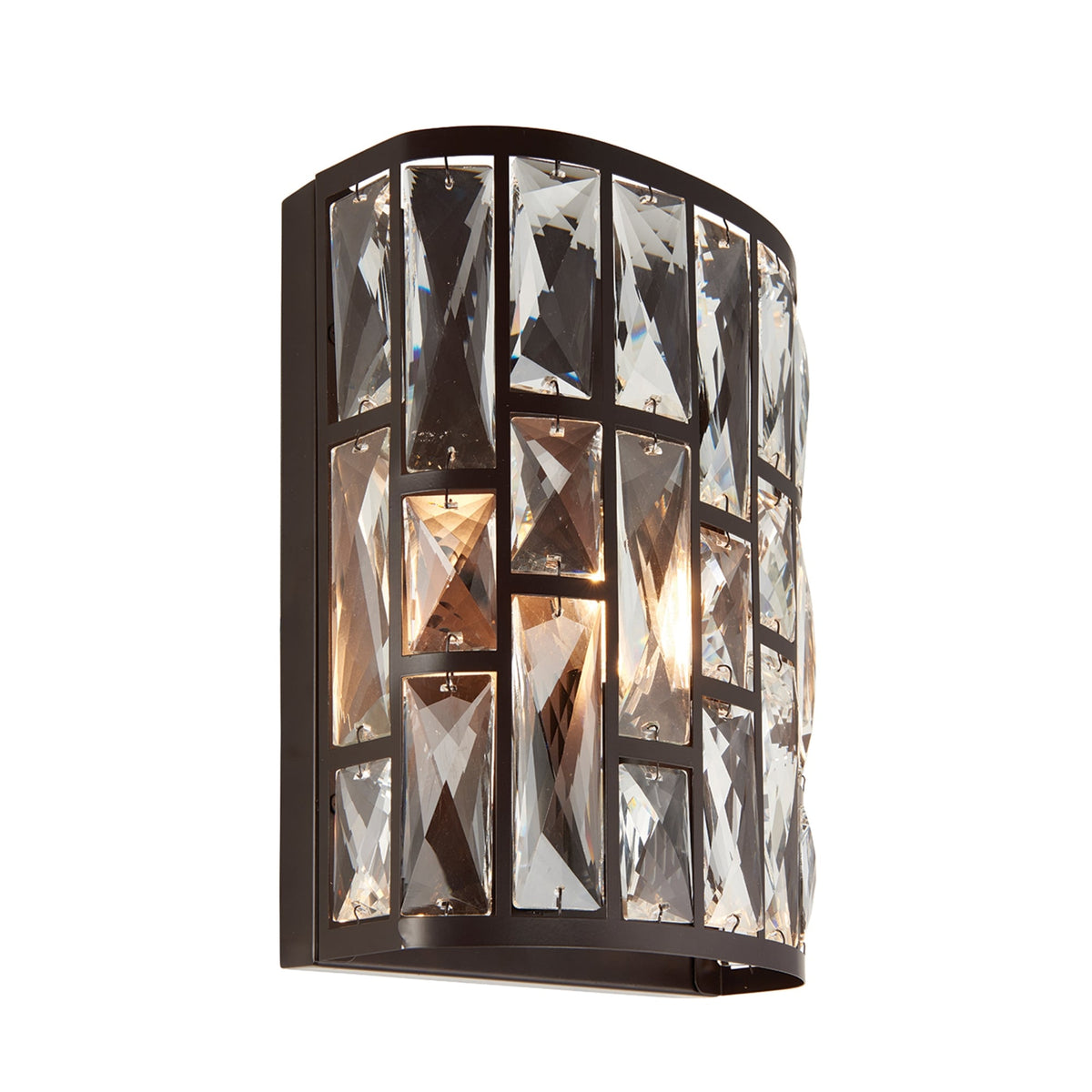Belle Single Wall Light in Bronze with Clear Crystals