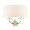 Nixon 2 Light Brass Effect and Crystal Wall Light with Vintage White Shade