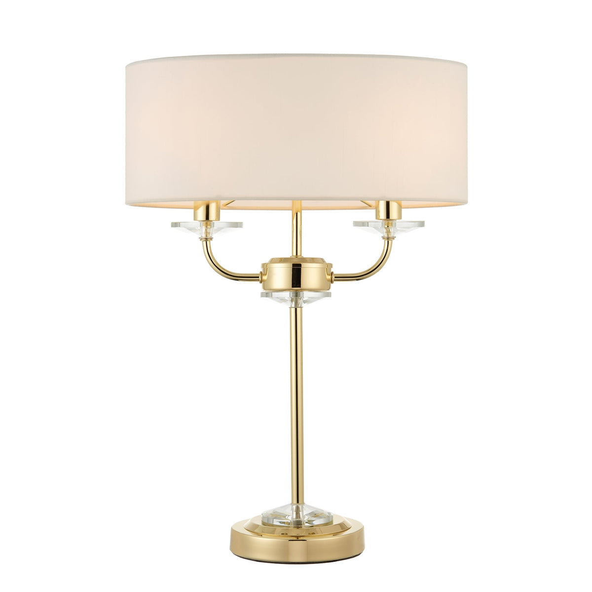 Nixon 2 Light Brass Effect Table Lamp with Vintage White Shade