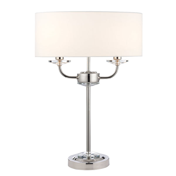 Nixon 2 Light Bright Nickel Table Lamp with Vintage White Shade