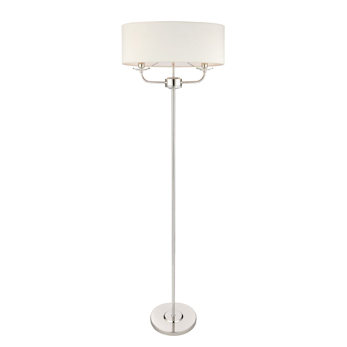 Nixon 2 Light Bright Nickel Floor Lamp with Vintage White Shade