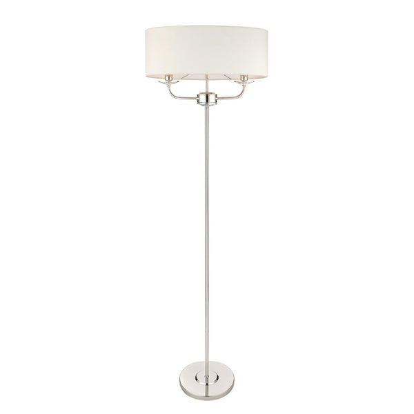 Nixon 2 Light Bright Nickel Floor Lamp with Vintage White Shade