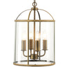 Lambeth 4 Light Pendant in Antique Brass with Clear Glass